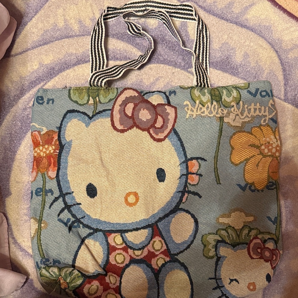 Hello Kitty Tapestry Tote Bag with Floral Design